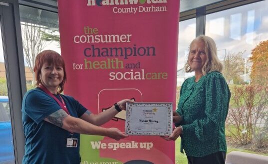 Celebrating Nicola’s Healthwatch Award
